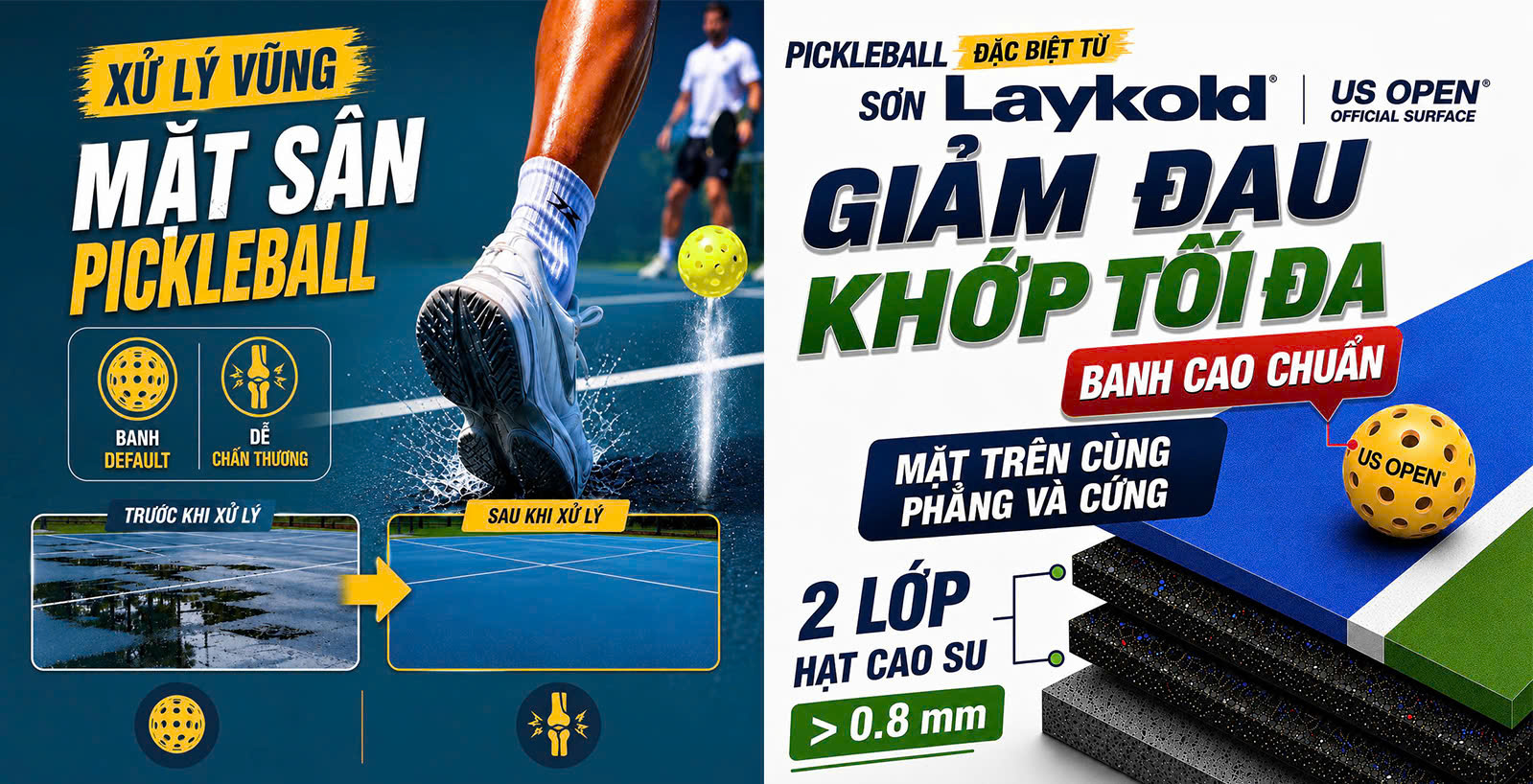 Sửa sân pickleball không phẳng 2 lớp USA DECOTURF 